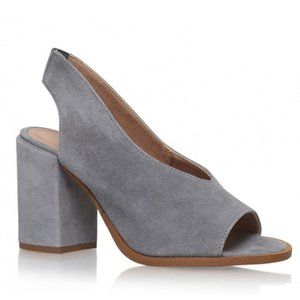 KG Carvela Arlo Grey Suede Block Heel Slingback Open Toe Vamp Heels Size 40